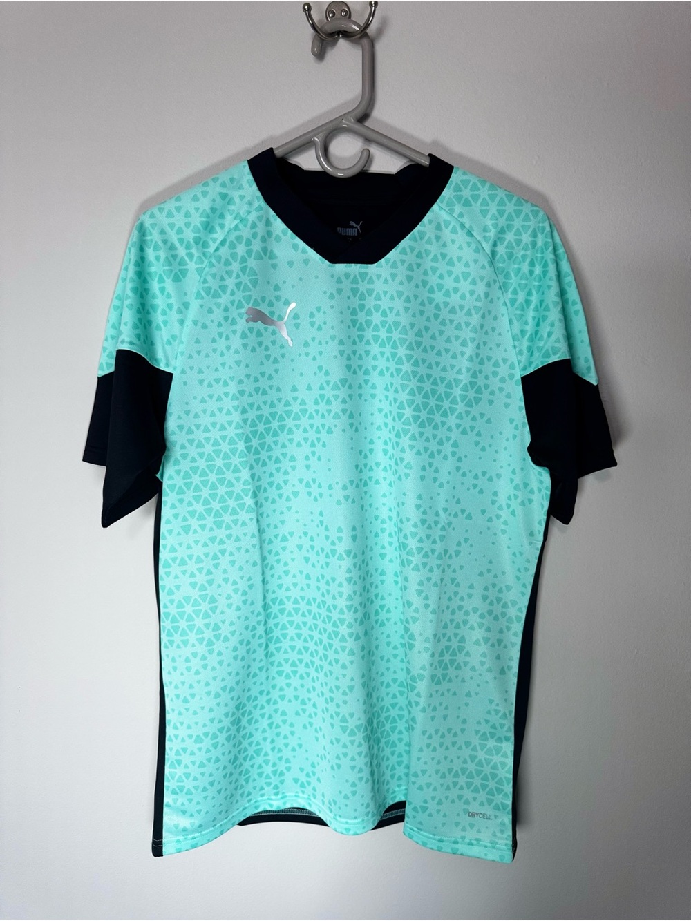 Puma Men's Aqua and Black Short-Sleeve Performance Jersey